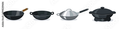 Collection of diverse woks and cooking pots for various culinary preparations