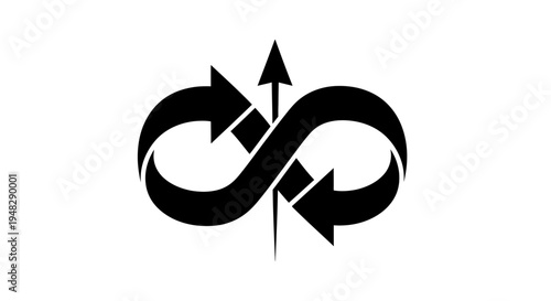 Stylized Infinity Symbol with Arrow Piercing Through Loop Design.