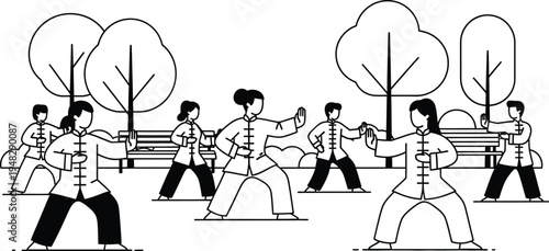 tai chi exercise in park
