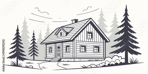 a house in the woods during winter Vector