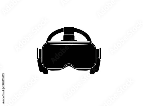 Virtual Reality Headset Black and White Isolated Illustration.