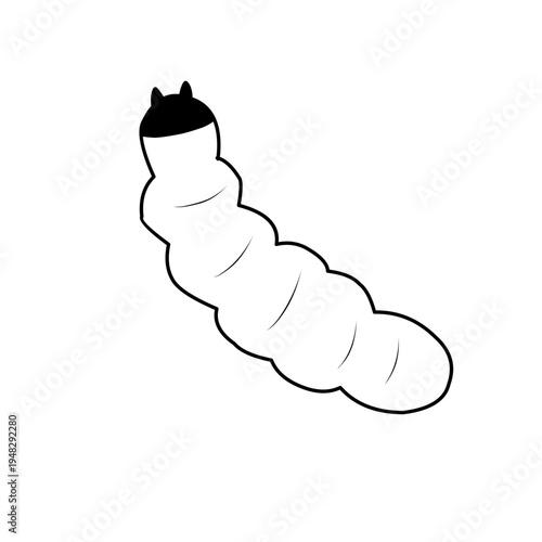 Maggots worms for halloween design. Scary insect larvae. Vector ilustration