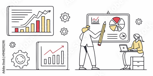 business people analyzing data and statistics Vector