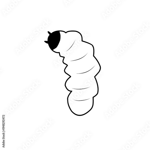 Maggots worms for halloween design. Scary insect larvae. Vector ilustration
