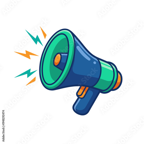 A vibrant megaphone emits sound waves, illustrating communication and broadcasting. Perfect for campaigns, events, and conveying messages to a broader audience.