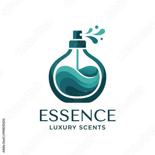 An elegant perfume bottle depicted in a modern style, complete with intricate details and inviting colors, ideal for beauty branding and luxury scent marketing.