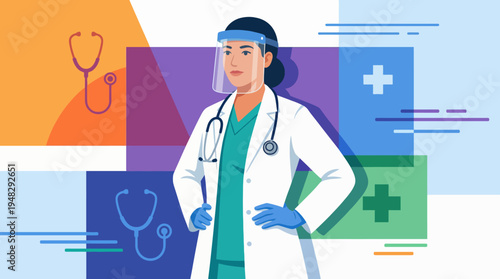 This image showcases a healthcare professional in a lab coat with a stethoscope, symbolizing dedication and care in the medical field, ideal for healthcare-related projects.