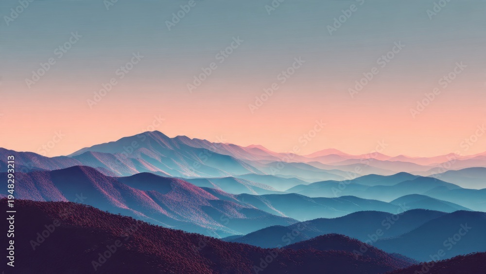 Obraz premium Layered Mountain Range at Sunset