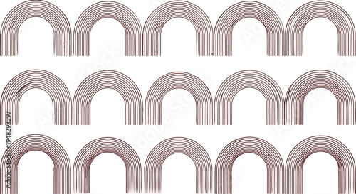 Abstract arched forms repeated pattern on black background