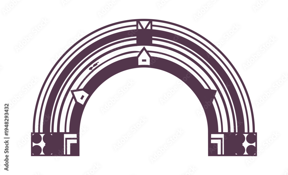 Fototapeta premium Abstract geometric archway design on dark background