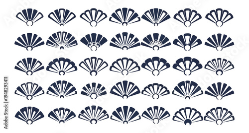 Abstract fan shaped patterns in dark tones for decorative design