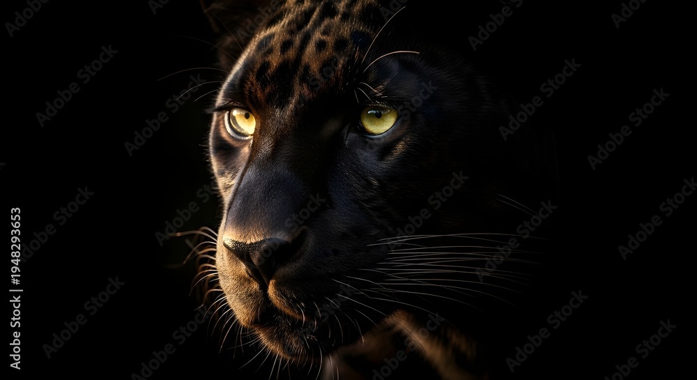 Obraz premium Black Panther Intense Gaze Emerging from Darkness