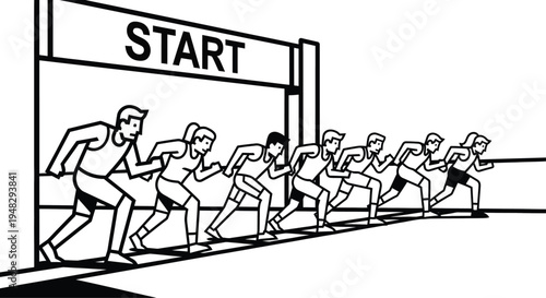 runners at the start line ready to sprint