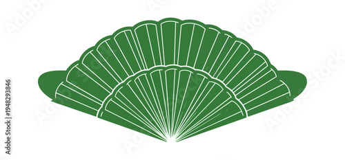 Green fan shape design on black background