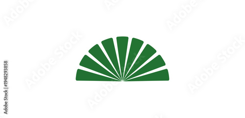 Green fan shape on black background graphic