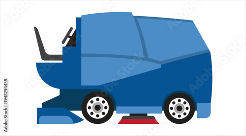 Blue industrial floor scrubber machine for commercial cleaning Vector