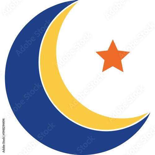 The crescent moon shines brightly with a star in the night sky