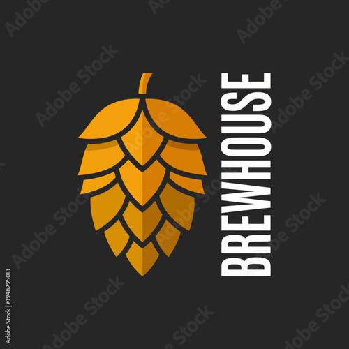 This logo design features a modern hops symbol and the word 'BREWHOUSE,' perfect for branding a craft beer establishment or brewery looking to stand out.