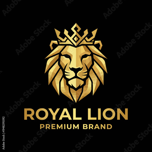 A majestic lion's head adorned with a crown, symbolizing strength and nobility, ideal for brands that convey luxury and a premium presence in the market.