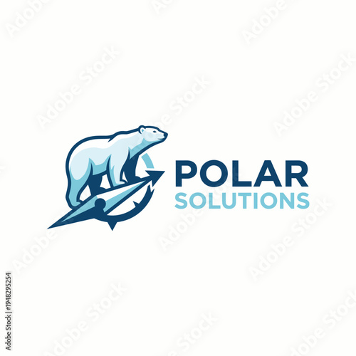 A logo featuring a polar bear navigating a compass, symbolizing guidance and expertise in solutions, perfect for a consulting or advisory firm.