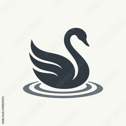 A minimalist design featuring a graceful swan resting on calm waters, embodying themes of beauty, tranquility, and the elegance of nature in a simplistic graphic style.