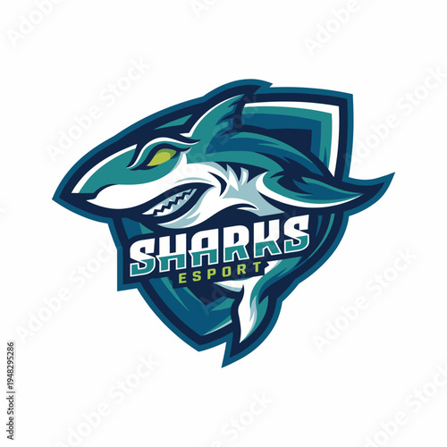 An aggressive yet sleek shark logo design encapsulates the spirit of competition and gaming, perfect for an esports team seeking to make a strong impact in the gaming community.