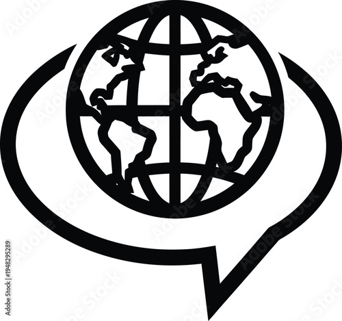 global communication earth speech bubble