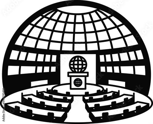 parliament building interior with globe