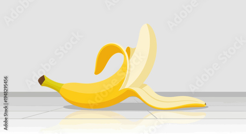 People celebrate April Fool's Day with a banana on the floor indoors