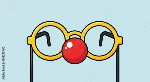 April Fool's Day prank with funny glasses and red nose on blue background