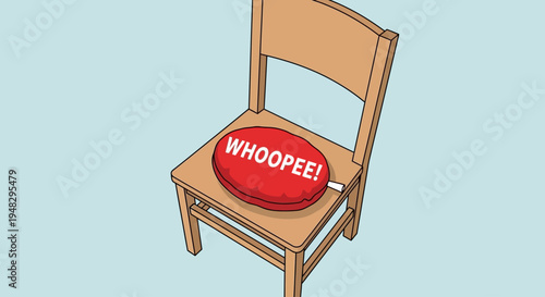 Person sits on chair with Whoopee cushion on April Fool's Day
