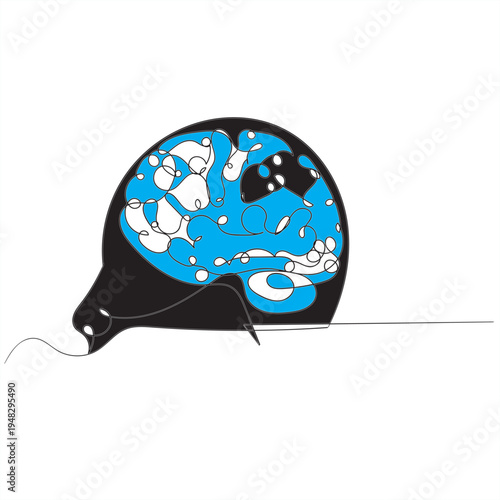 Continuous one line drawing of human brain. Hand drawn minimalism style. brain line art vector illustration Human brain continuous one line drawing of art vector illustration and intelligence outline