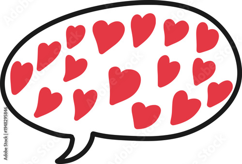 사랑의 하트가 넘치는 말풍선