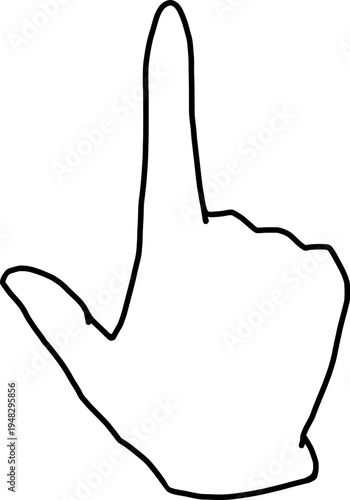 선으로 된 엄지와 검지를 편 가위 손