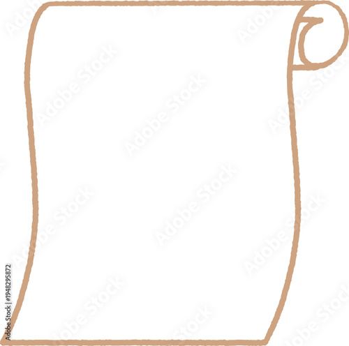 선으로 된 돌돌 반 정도 말린 종이 두루마리