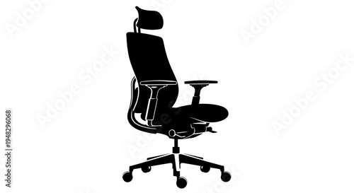 Ergonomic Office Chair Silhouette with Adjustable Headrest and Lumbar Support.