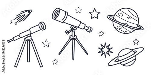 telescopes for stargazing and astronomy exploration Vector