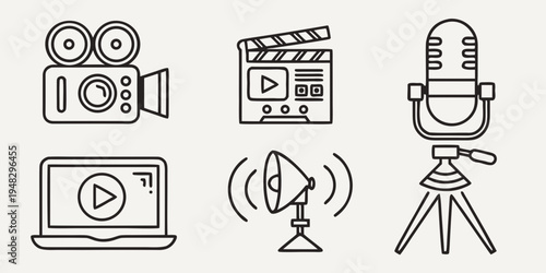 a collection of media and recording icons Vector