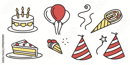 a collection of birthday party icons and symbols Vector