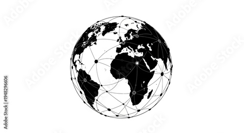 Global Network Connection - A Digital Earth Representation with Interconnected Lines.