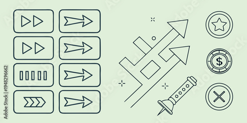 a collection of various arrows and icons Vector