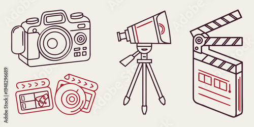 film and photography equipment icons Vector