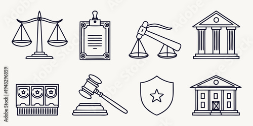 a collection of legal and justice related icons Vector