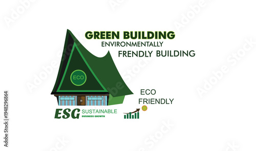 ESG Sustainable Business Growth Concept with Green Corporate Building and Financial Chart