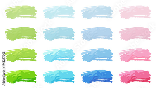 筆で描いたような絵の具の線のイラスト素材セット