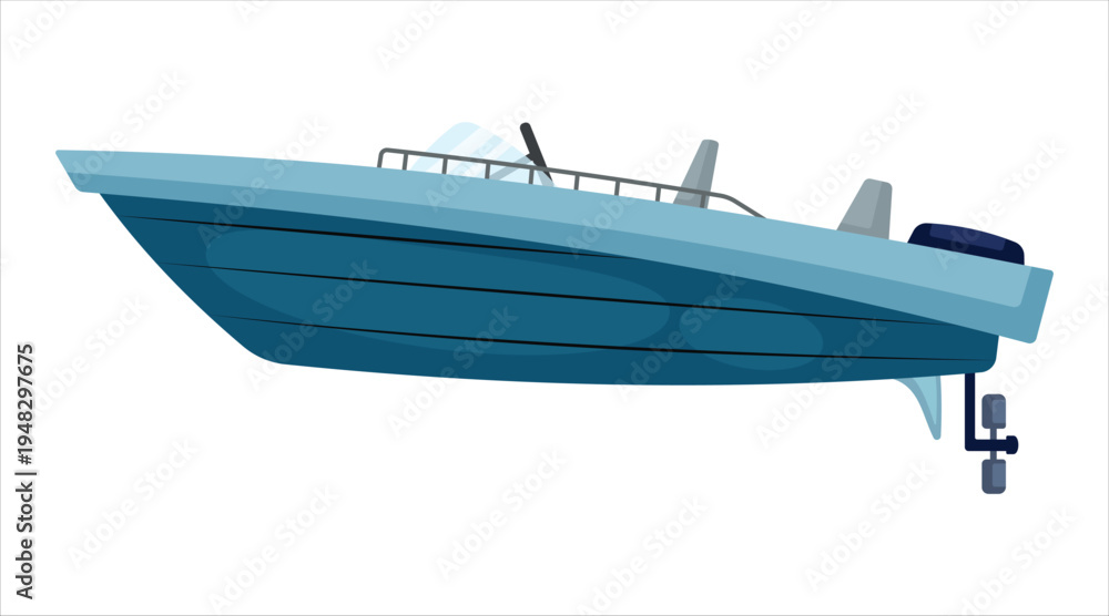 Fototapeta premium Blue motorboat illustration for water travel and sport design Vector