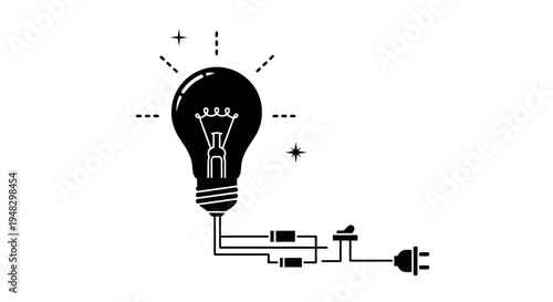 Light Bulb Circuit Diagram Illustration on White Background.