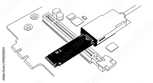 M.2 Solid State Drive Installation on Motherboard Illustration.