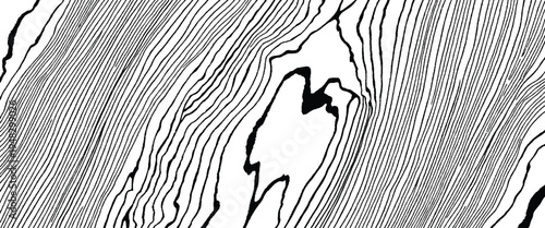 Abstract black and white wavy lines forming intricate patterns on a smooth surface