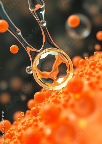 Stock illustration of exosomes blending with fluid in a scientific visualization concept nanotechnology technology design nao abstract concept background modern symbol graphic brand business